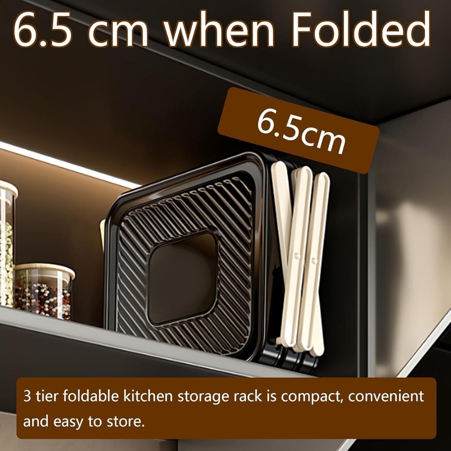 Multi-Layer Dish & Prep Tray Storage Rack, Multifunctional Foldable Vertical Plate Racks for Cabinet, 3-Tier Foldable Plate Organizer, Efficient Kitchen Storage Solution (2PC)