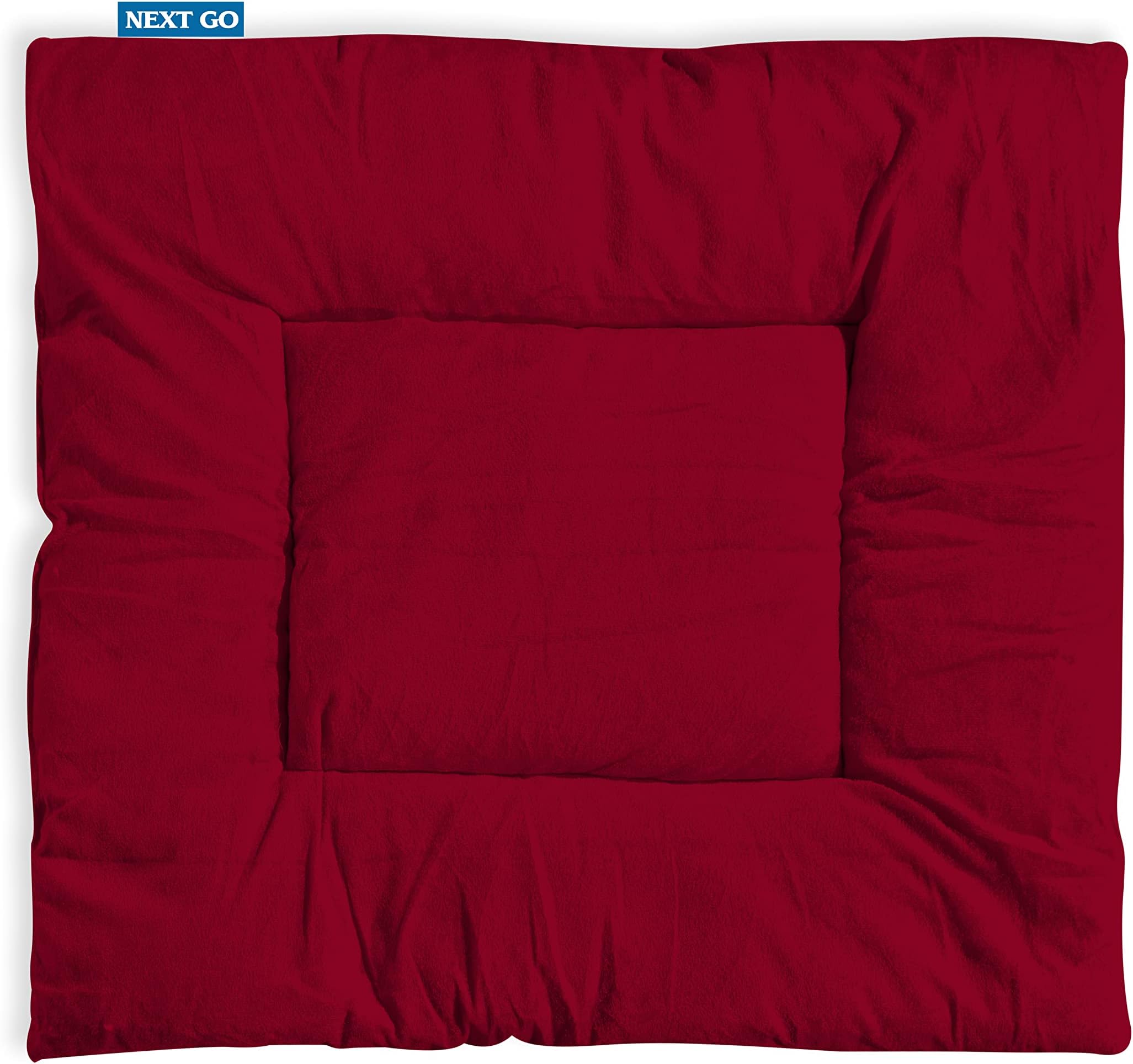 NEXTGO Pooja Aasan Extra Thick Gaddi Style Velvet Cloth Gifts Katha Havan Shaadi Long Time Comfort Soft Prayer Floor Sitting Mat Big Size 27''X 27'' INCH (Indian Maroon, 1)