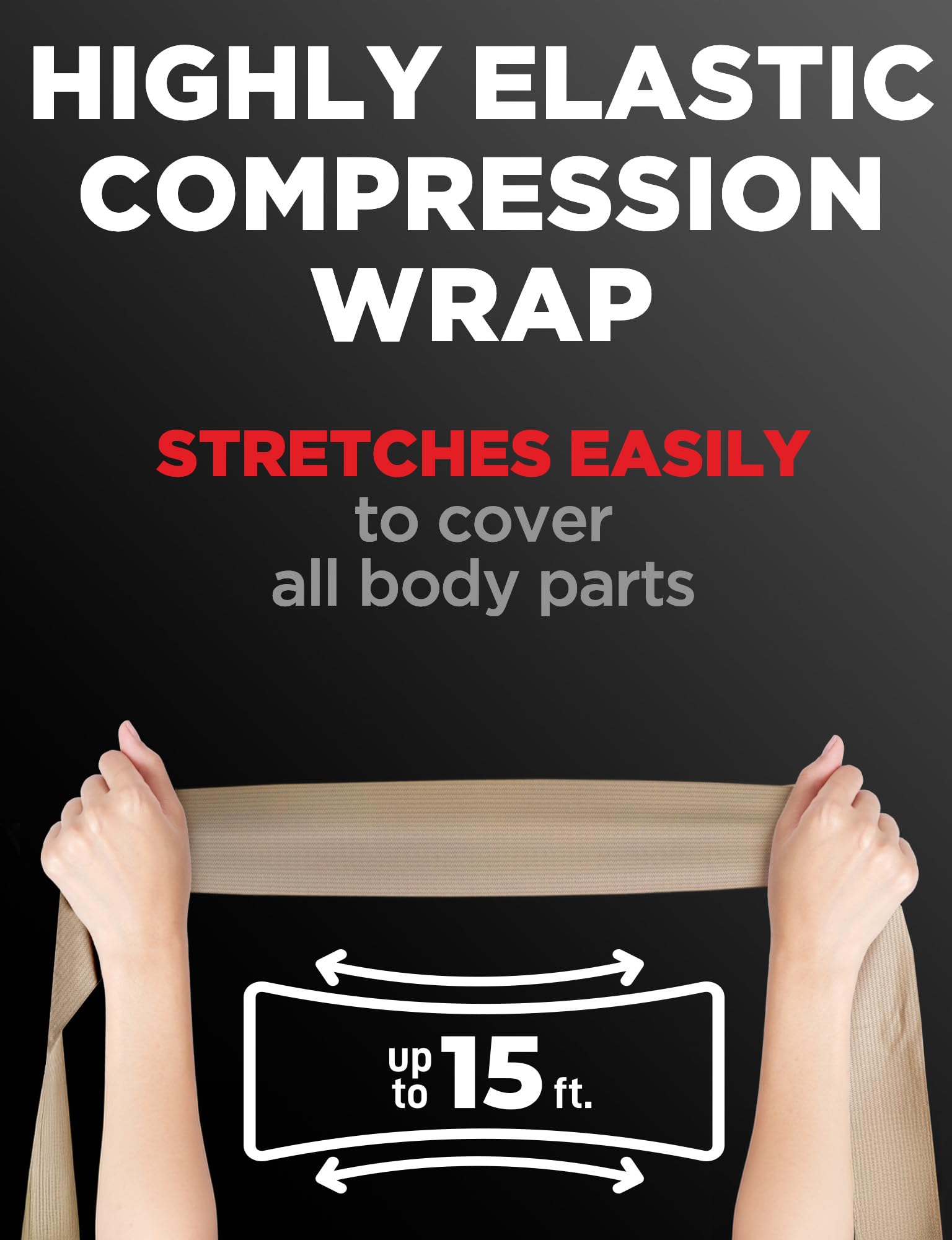 Premium Elastic Bandage Wrap - 4pk (2x3in, 2x4in) + 12 Extra Clips - Strong Compression Bandage Wrap for Leg, Arm, Wrists, Elbow, Ankles, Feet and Knees - for First Aid Kit and After Surgery Recovery — Amazon image 3