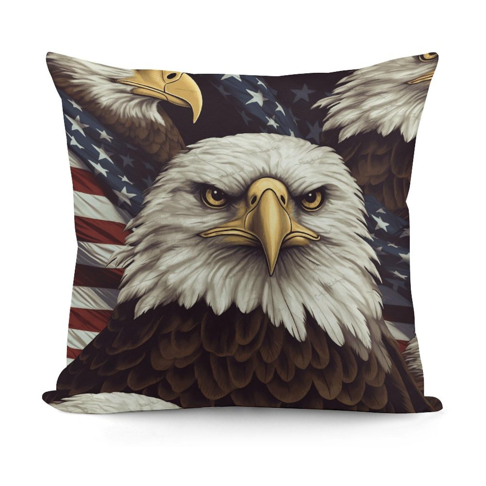 VstaDank Decorative Bald Eagle Throw Pillow Covers Luxury Soft Pillowcases Fluffy Plush Accent Pillow Cases Personalized Square Lumbar Pillows Shells for All Seasons 18" X 18"