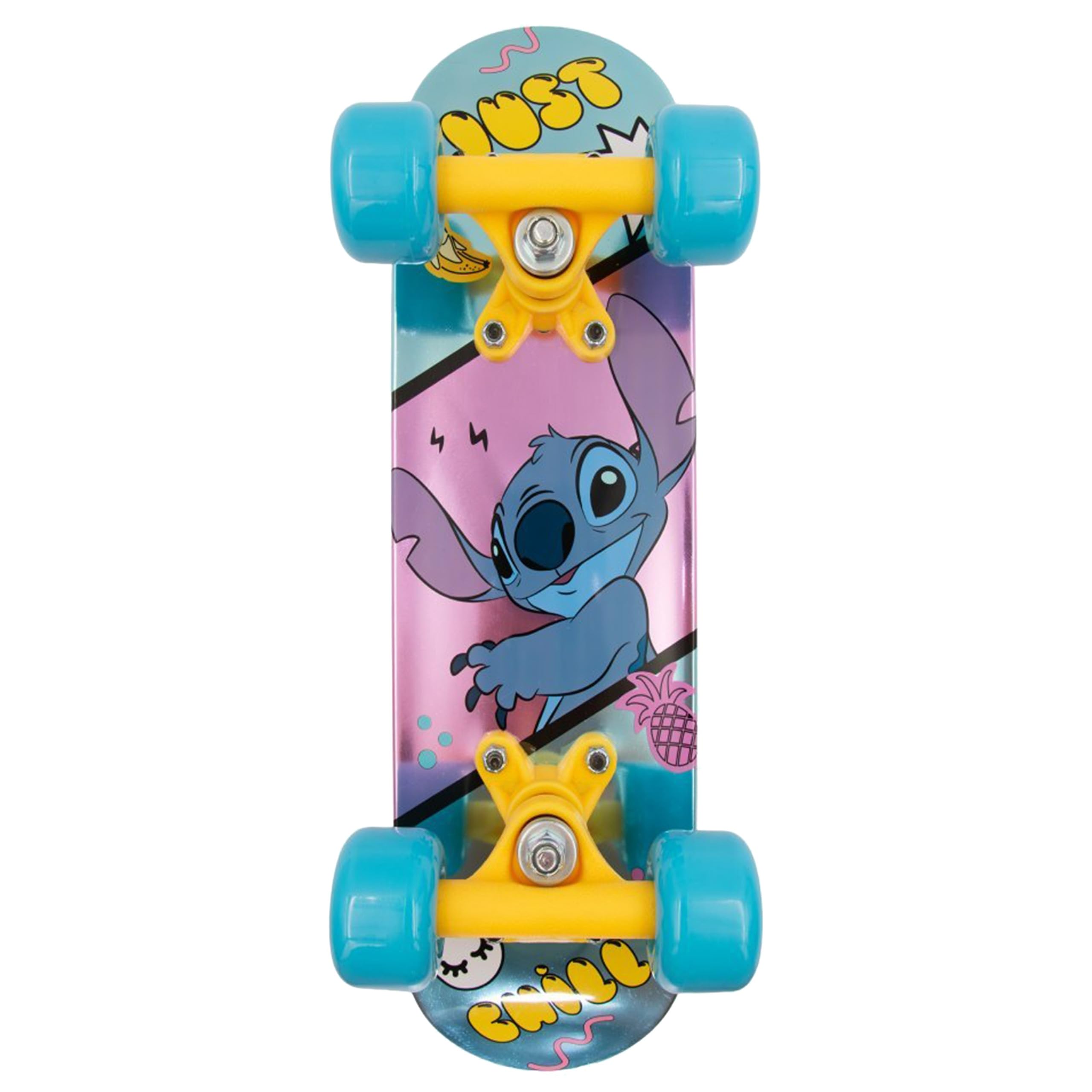 DISNEY Stitch Skateboard per bambini 42 cm, tavola antiscivolo, leggera, STABILE fino a 20 kg