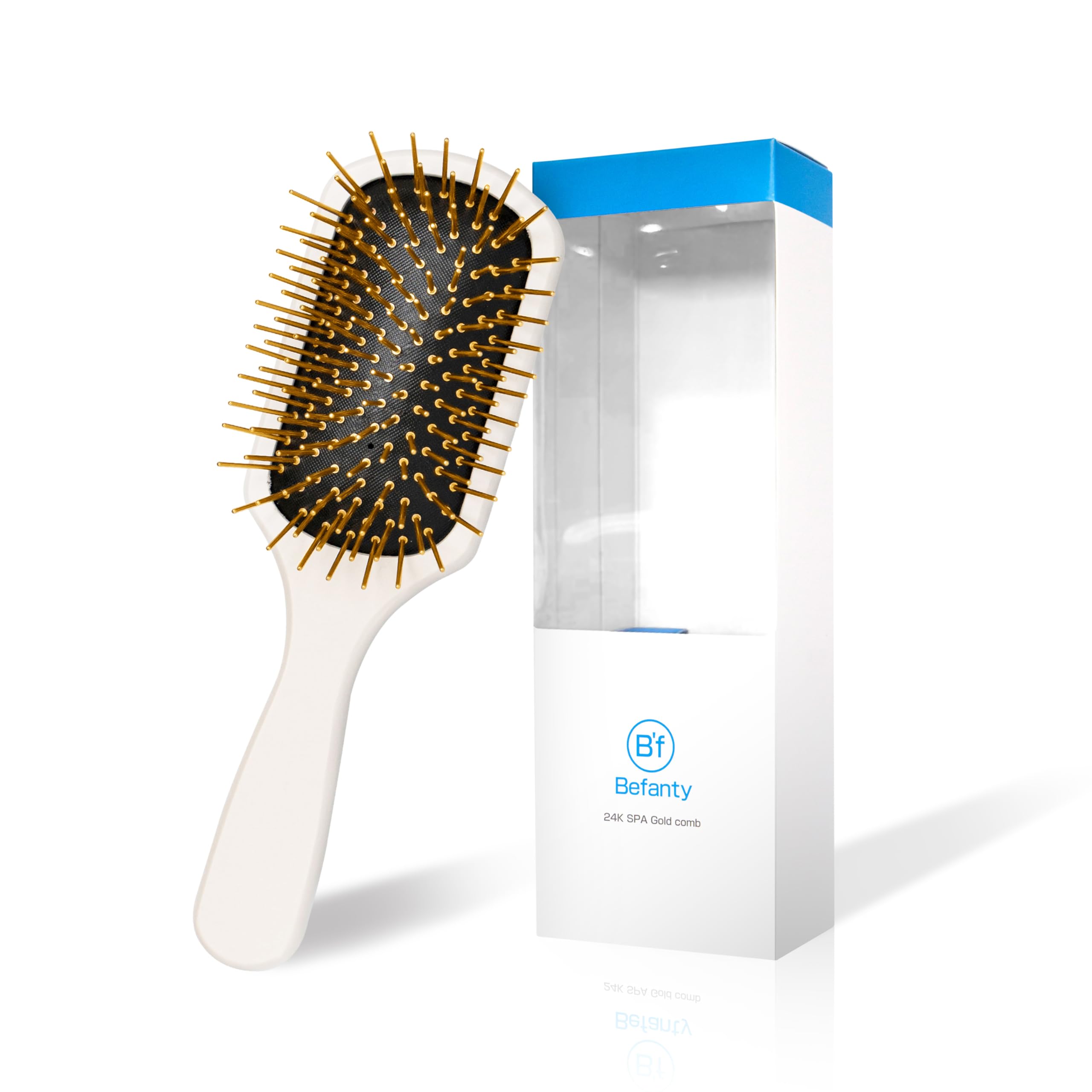 Befanty 24K Gold Plated Paddle Hair Brushes for Women, Brush for Curly Hair, Detangling Brush for Wet & Dry, Detangler for All Types, Hair Styling