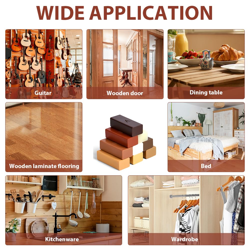 ACWOO Kit De Réparation Parquet Sol, 11 Couleurs Kit Réparation Plan De Travail Stratifié, Cire Dure De Mastic à Bois Kit De Parquet pour Réparations Stratifié Laminé, Bloc De Cire Uniquement