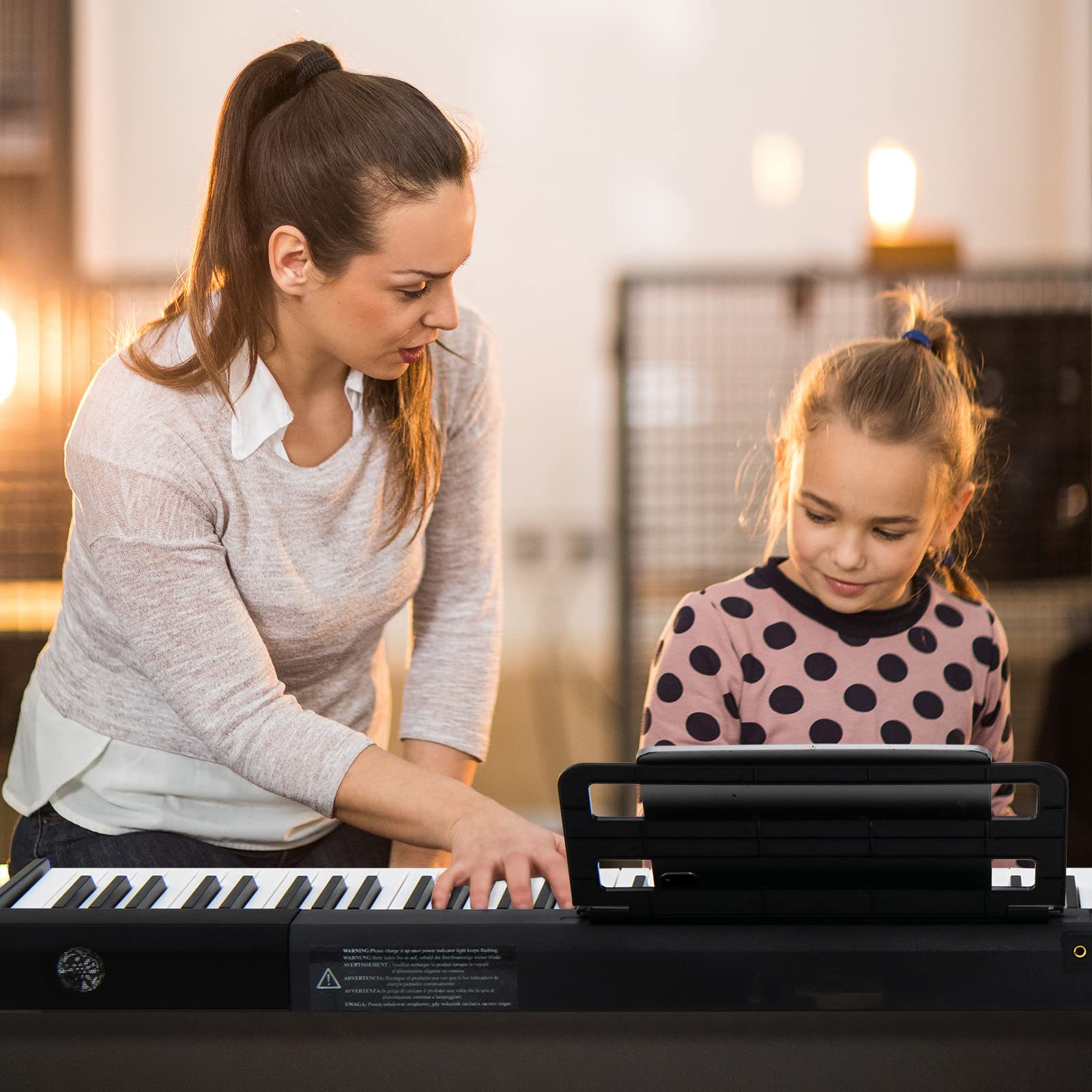 DREAMADE Digital Piano 88 Tasten, Tragbares Keyboard mit Subtain Pedal & 2 Musiknotenhaltern, E Piano für Kinder und Erwachsene