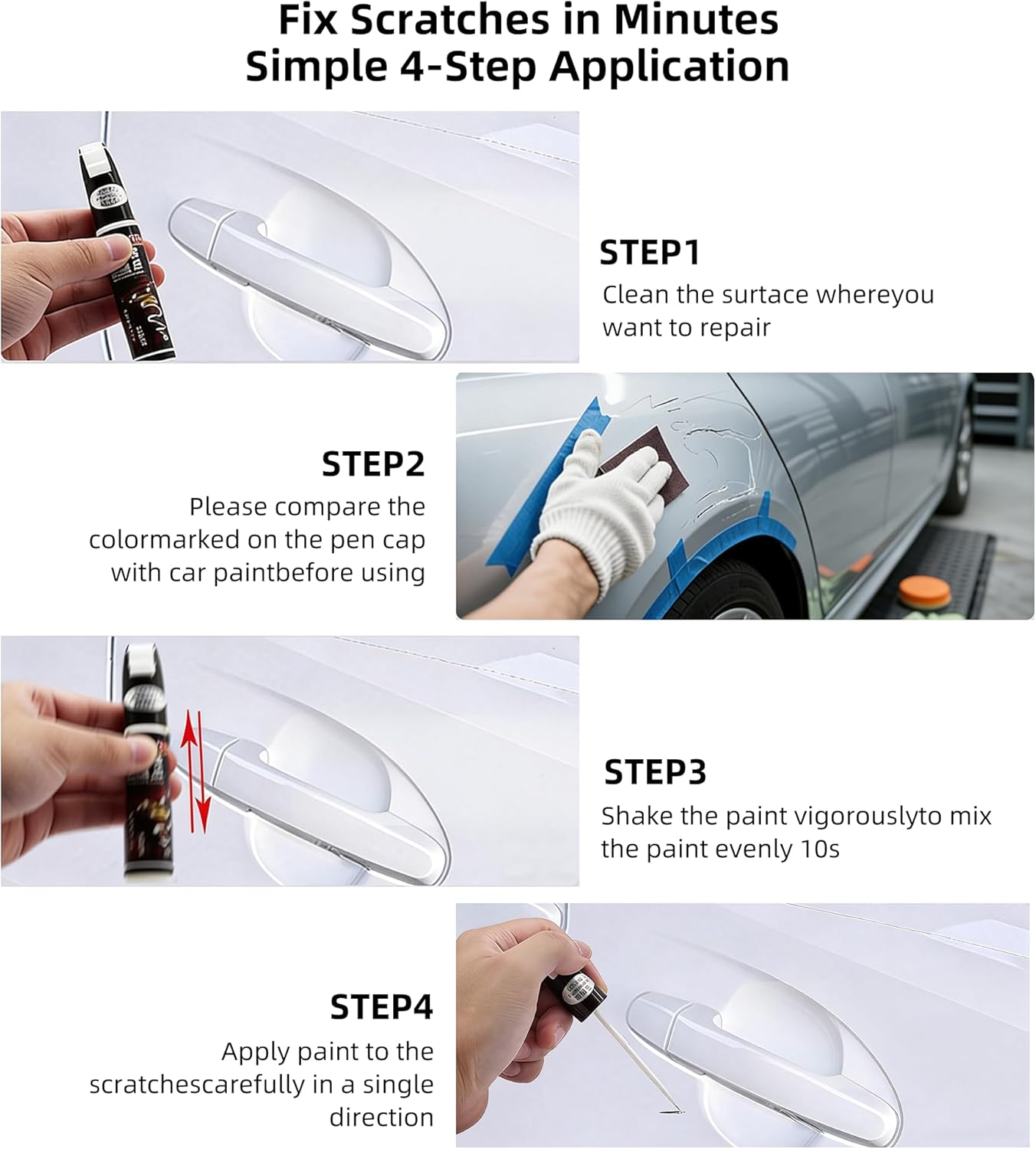 Oxford White(YZ/Z1/M6887) Car Paint Touch Up Pen Compatible with Ford,2-In-1 Color Accurate Touch Up Car Scratch Repair Paint Exact Match Ford Series Automotive Scratch Remover for Nicks&Chips Repair