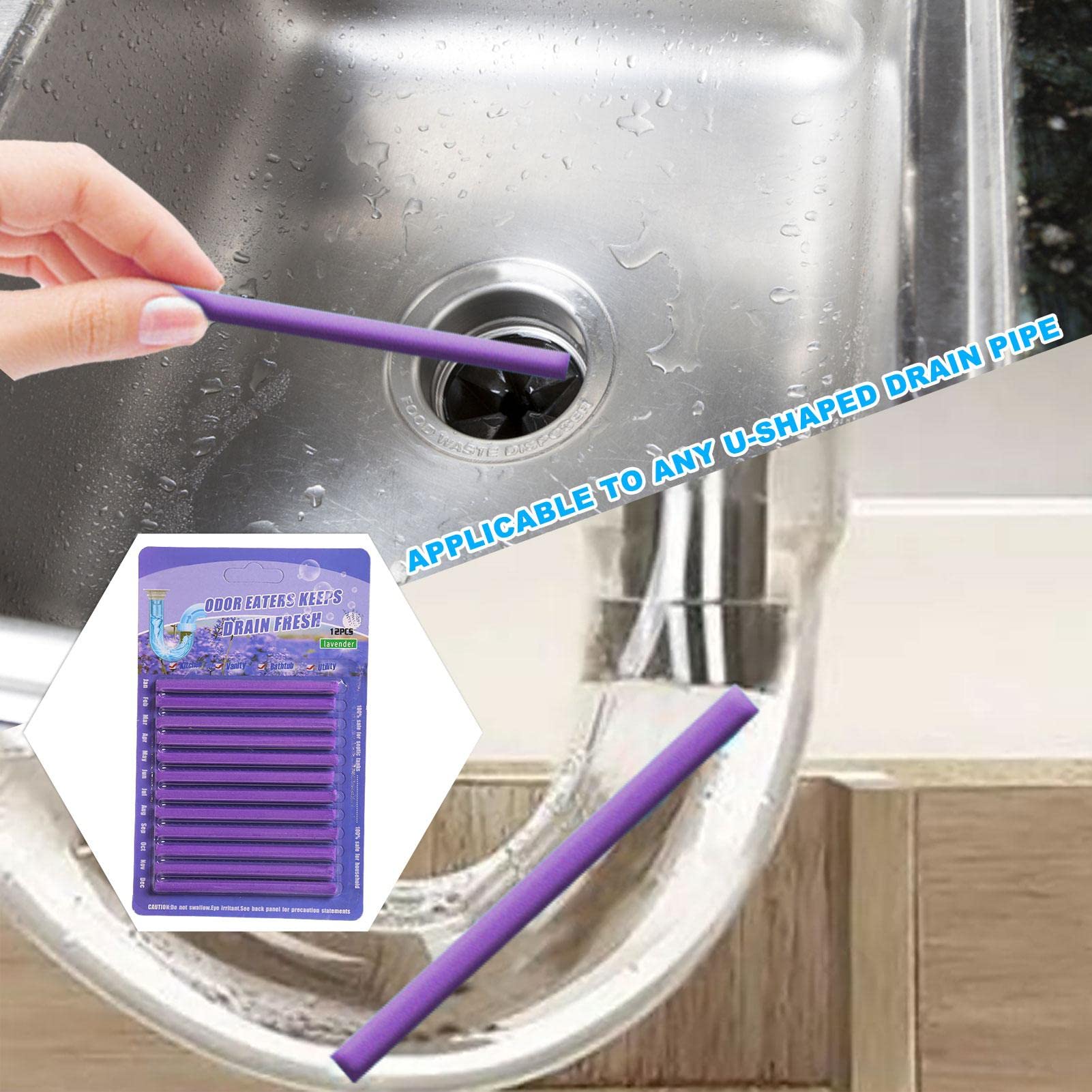24 Pezzi Drain Sticks, Tubo Pulitore Detergente Cleaning Sticks Enzima, Mantiene Gli Scarichi Privo di Ostruzione E Odori per La Pulizia di Tubi di Scarico del WC, Cucina/Bagno