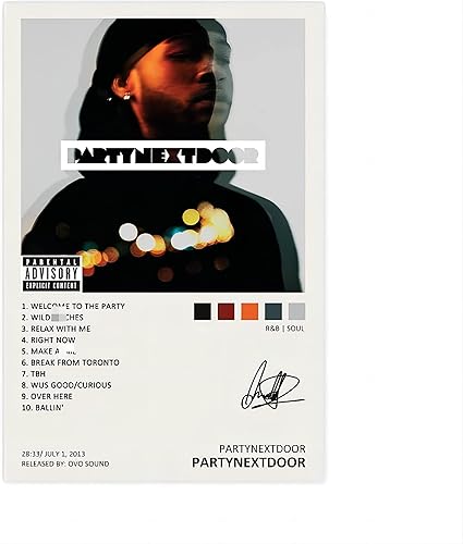 WANMLY Partynextdoor - Póster de Partynextdoor con portada de álbum de música, firmado, limitado, póster de lienzo para decoración de dormitorio,