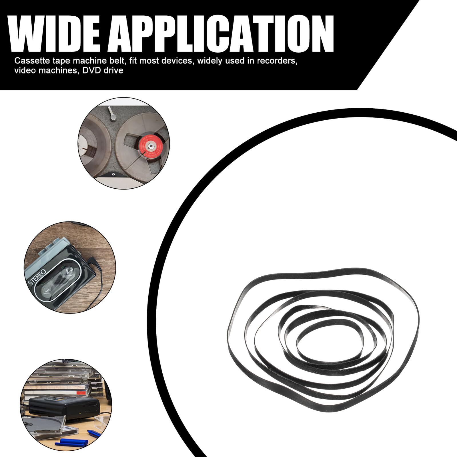 50 pezzi Cinghie di Ricambio per Registratori Cassette e Lettori Dvd Cinghie in Gomma Piatte per Riparazione Lettori Nastro Compatibili con Vari Modelli Elastici Resistenti e