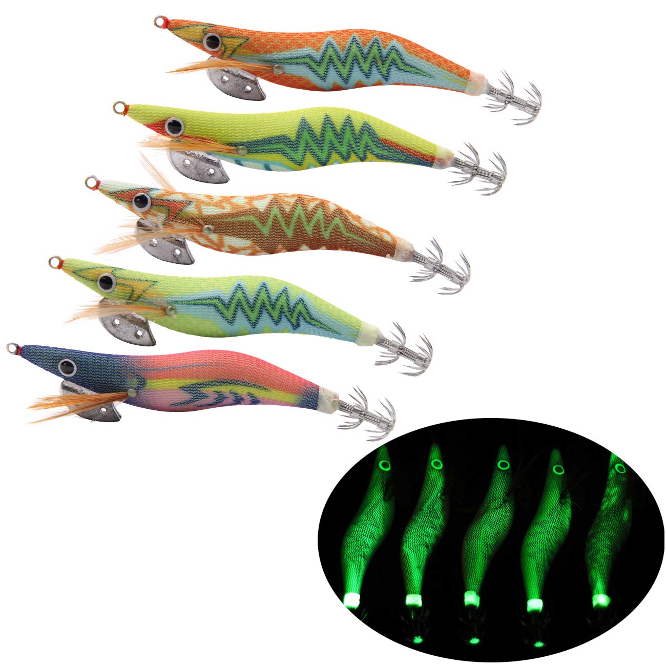 Buy JSHANMEI Fishing Lures Squid Jig Plastic Shrimp Bait Lure Set with