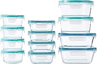 Vista 3 de Snapware Total Solution - Juego de almacenamiento de alimentos de vidrio (24 piezas), transparente y Juego de recipientes de preparación de comidas