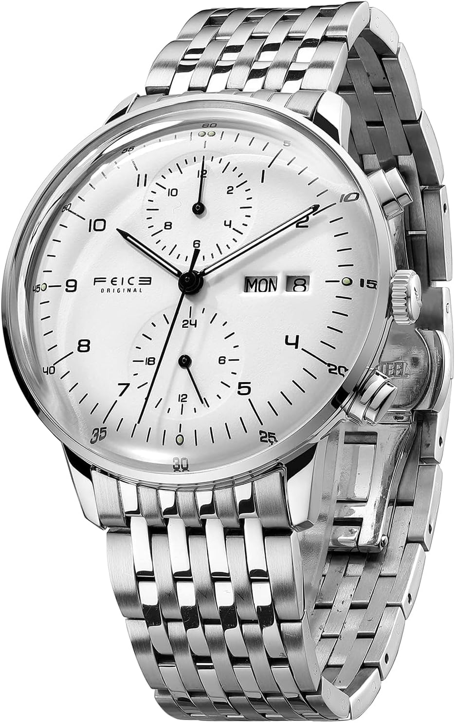 Mens Watches Bauhaus Automatic Watch Stainless Steel Mechanical Watch Wristwatch Casual Dress Watches for Men with Leather Bands Date -FM121