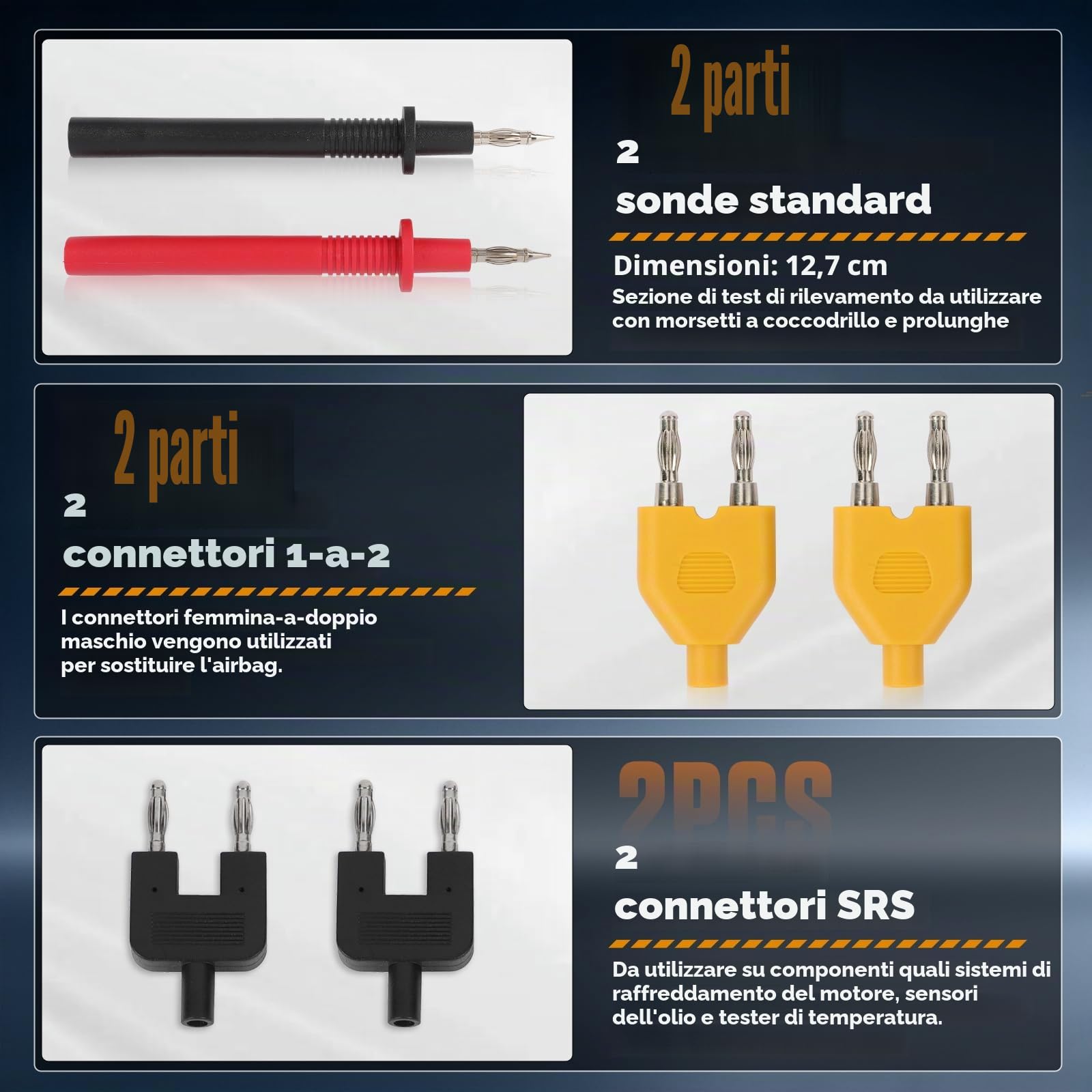 104 Pezzi Puntali Multimetro Set - PARAOUTIL Kit Cavi Prova Automotive con Morsetti a Coccodrillo, Multifunzione Prova Lead Cavo di Prova Set per la Diagnosi e la Riparazione dei Circuiti dei Veicoli