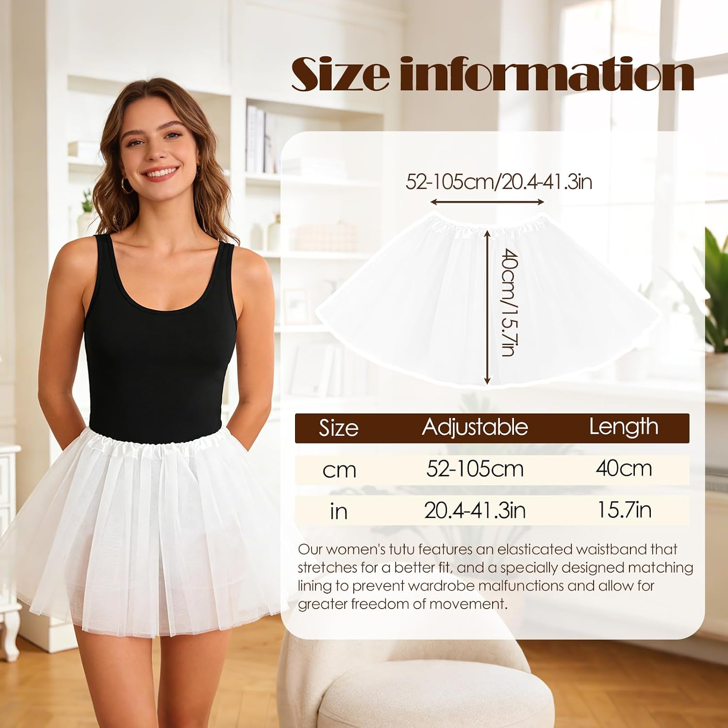 Tutu Skirts for Women Soft Tulle Material with Stretchable Fit Shaping Function for Dance Party & Everyday Wear