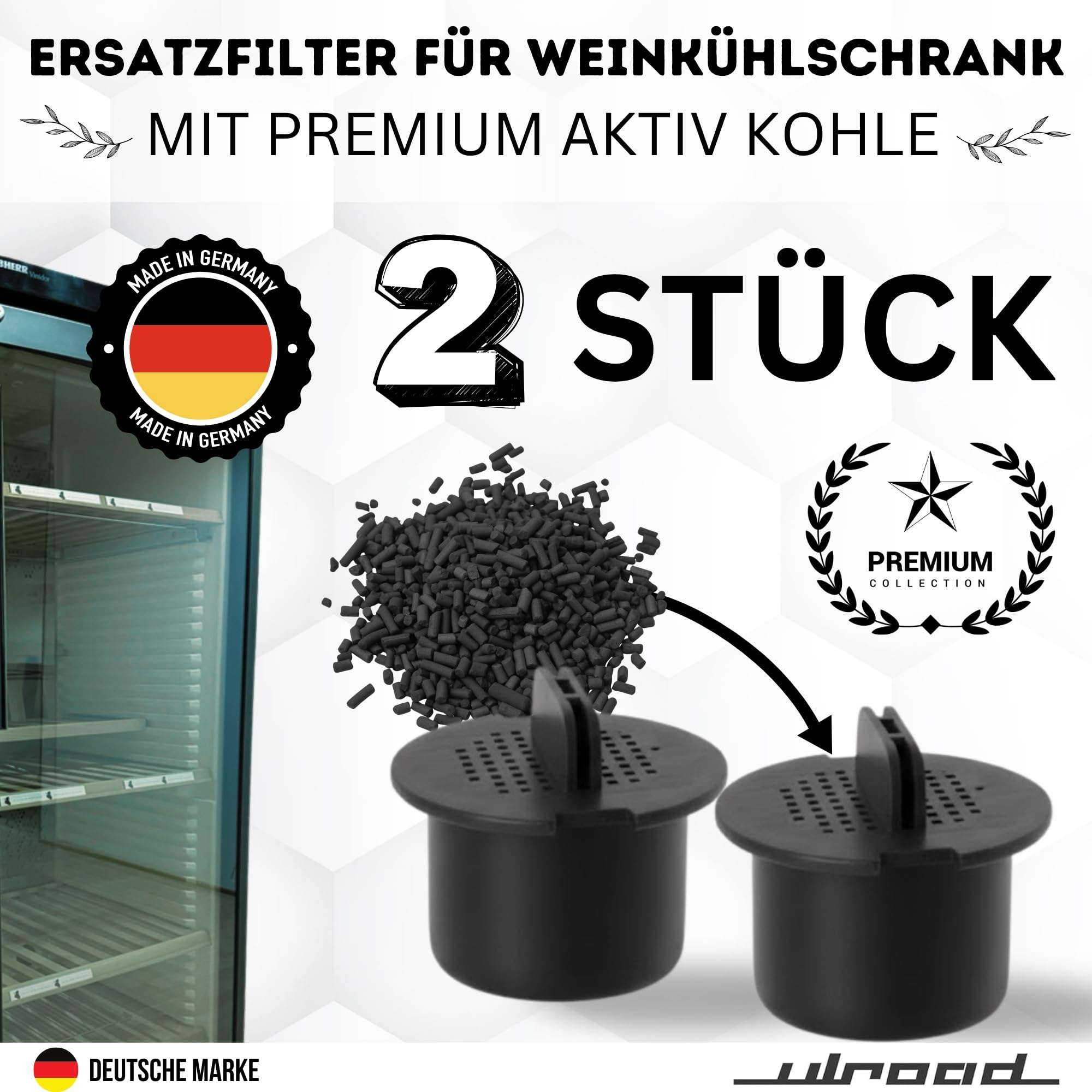 2 filtros de carbón activo para vino compatibles con Liebherr 7433243 para frigorífico, para vinos Miele 9447050 5466530 Bosch 00467217