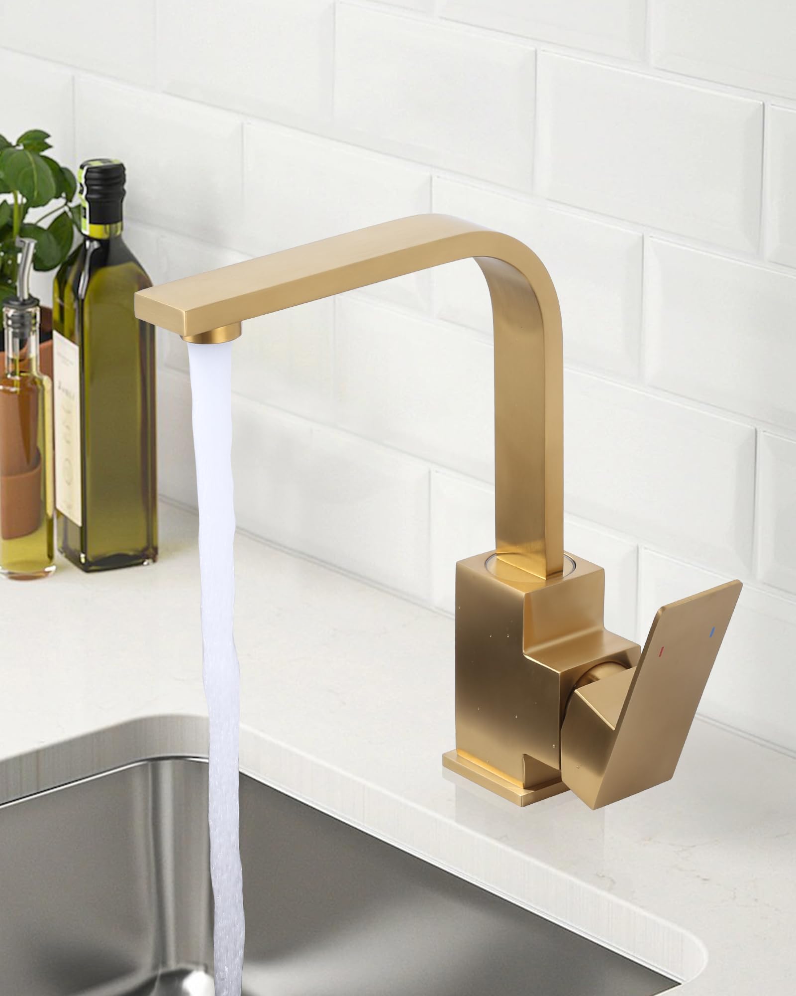 iVIGA Rubinetto da cucina, girevole a 360°, rubinetto da cucina ad alta pressione, in acciaio inox, per cucina, camper, bagno