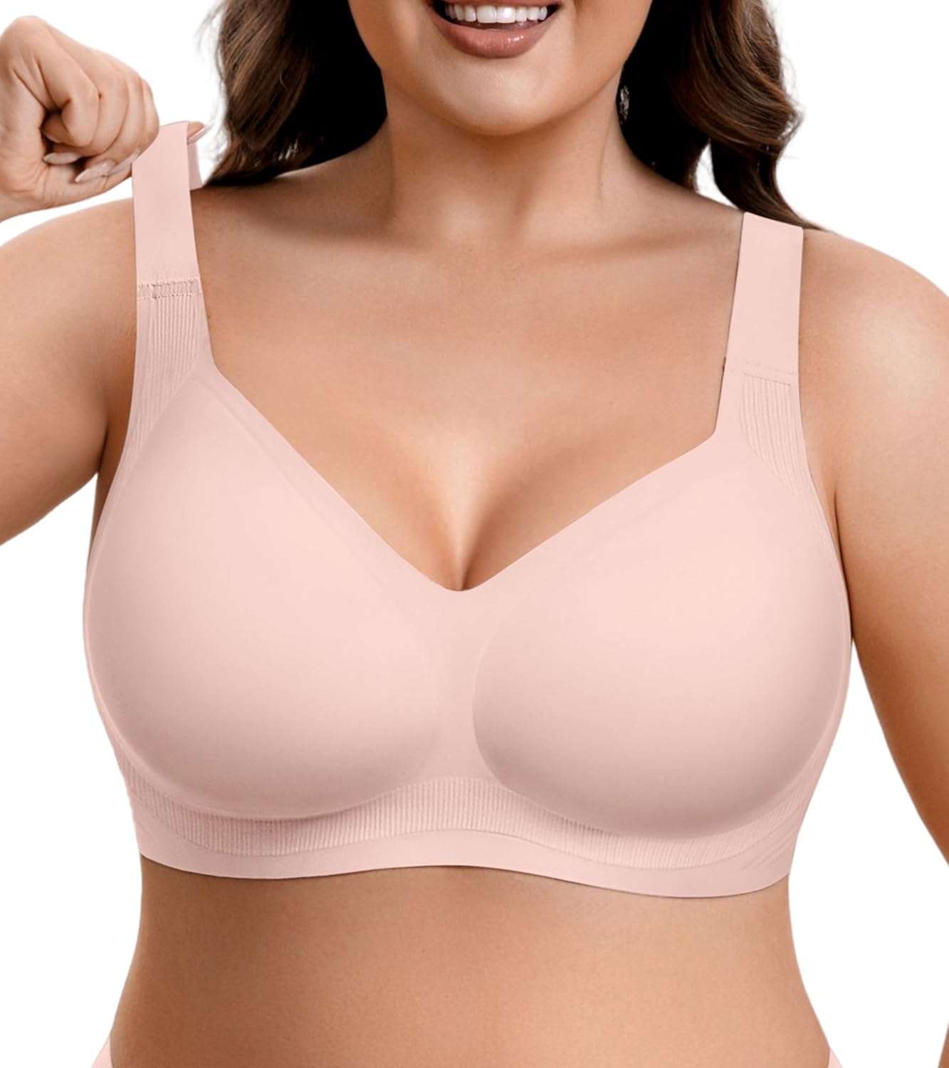 Womens Wireless Jelly Bra Comfort Plus Size Full Coverage Seamless Bras No Underwire Buttery Soft Push Up T-Shirt Bra