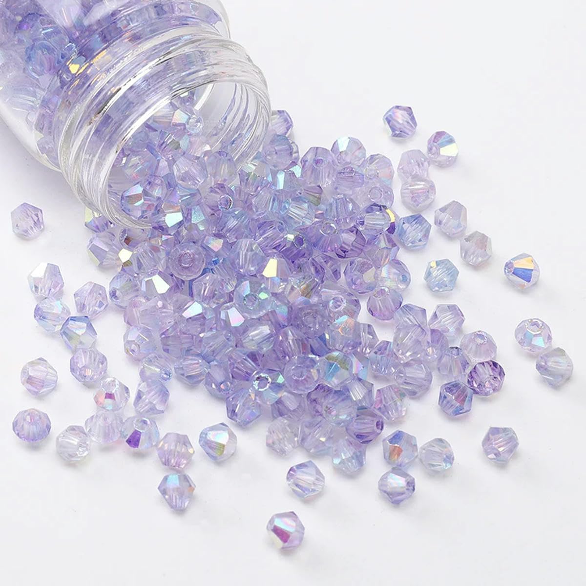 HUIOYG 130pcs 4mm Bicone Beads Crystal Loose Spacer Beads for Bracelet Making