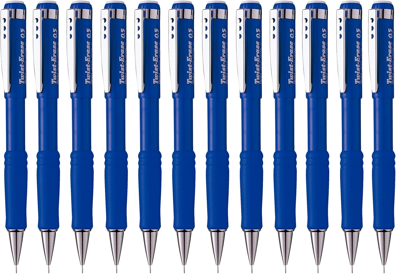 Pentel Twist-Erase III Mechanical Pencil, 0.5mm, Blue Barrel, 12 Pack (QE515C)