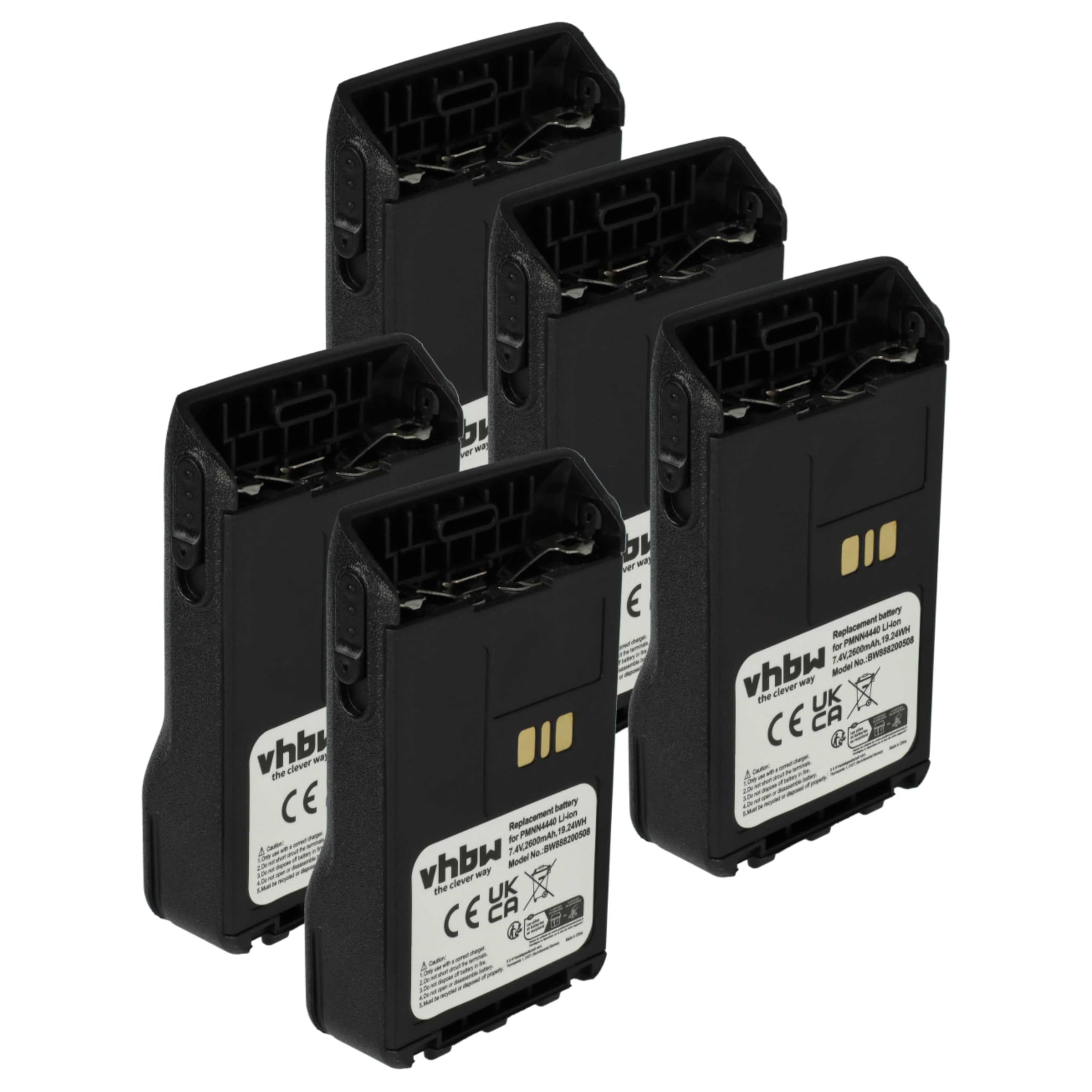 vhbw 5X Batterie Compatible avec Motorola DP3441 | DP3661, DP3000e, DP3661E, DP3441e radio talkie-walkie (2600mAh, 7,4V, Li-ion)