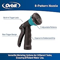 Vista 2 de Orbit 26381 Manguera de jardín con espiral, 25 pies, con boquilla de manguera de 8 patrones (azul)