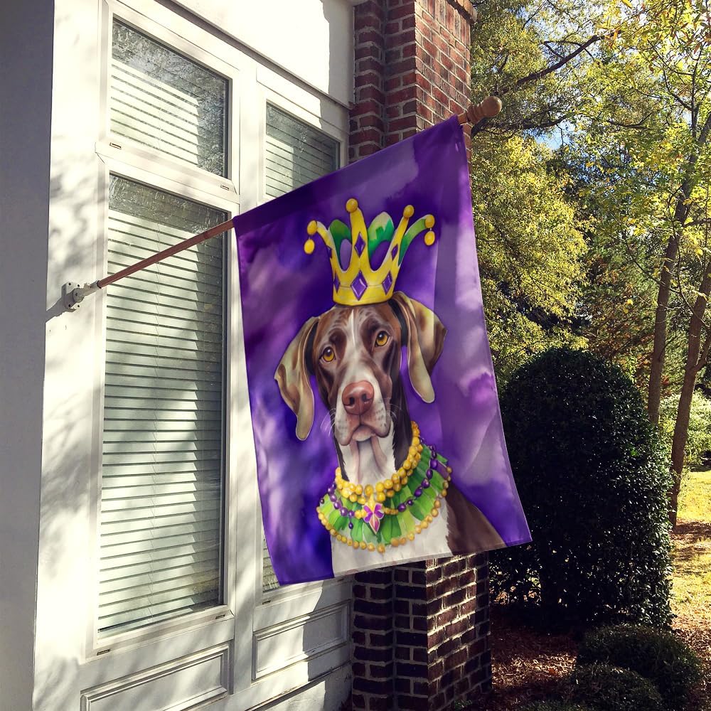 Caroline's Treasures DAC4798CHF German Shorthaired Pointer King of Mardi Gras House Flag Large Porch Sleeve Pole Decorative Outside Yard Banner Artwork Wall Hanging, Polyester, House Size, Multicolor