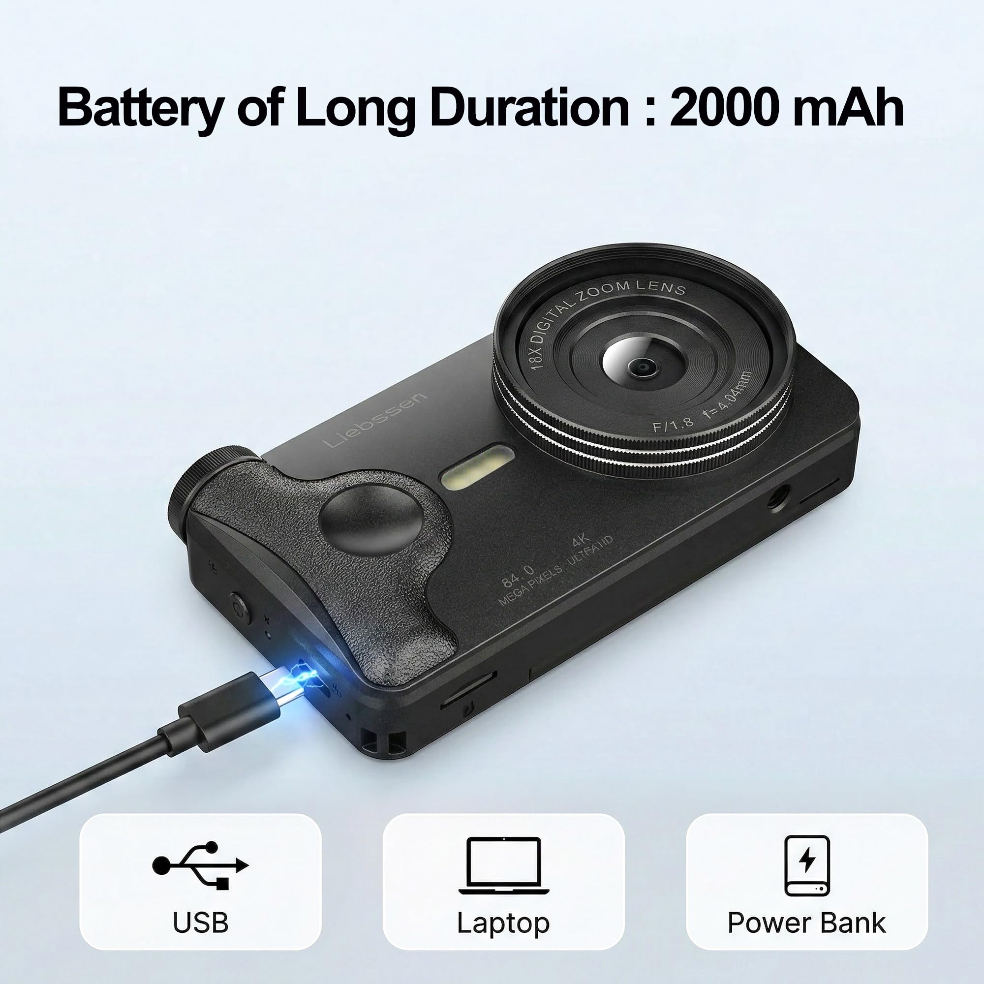 4K Digital Camera 64MP Autofocus 3.0'' 180° Flip Screen Portable for Photo & Vlog Featuring Time Lapse & Slow Motion & 20 Filters 32GB 2000mAh Ideal for Social Media Creators Beginner&Childen - 3