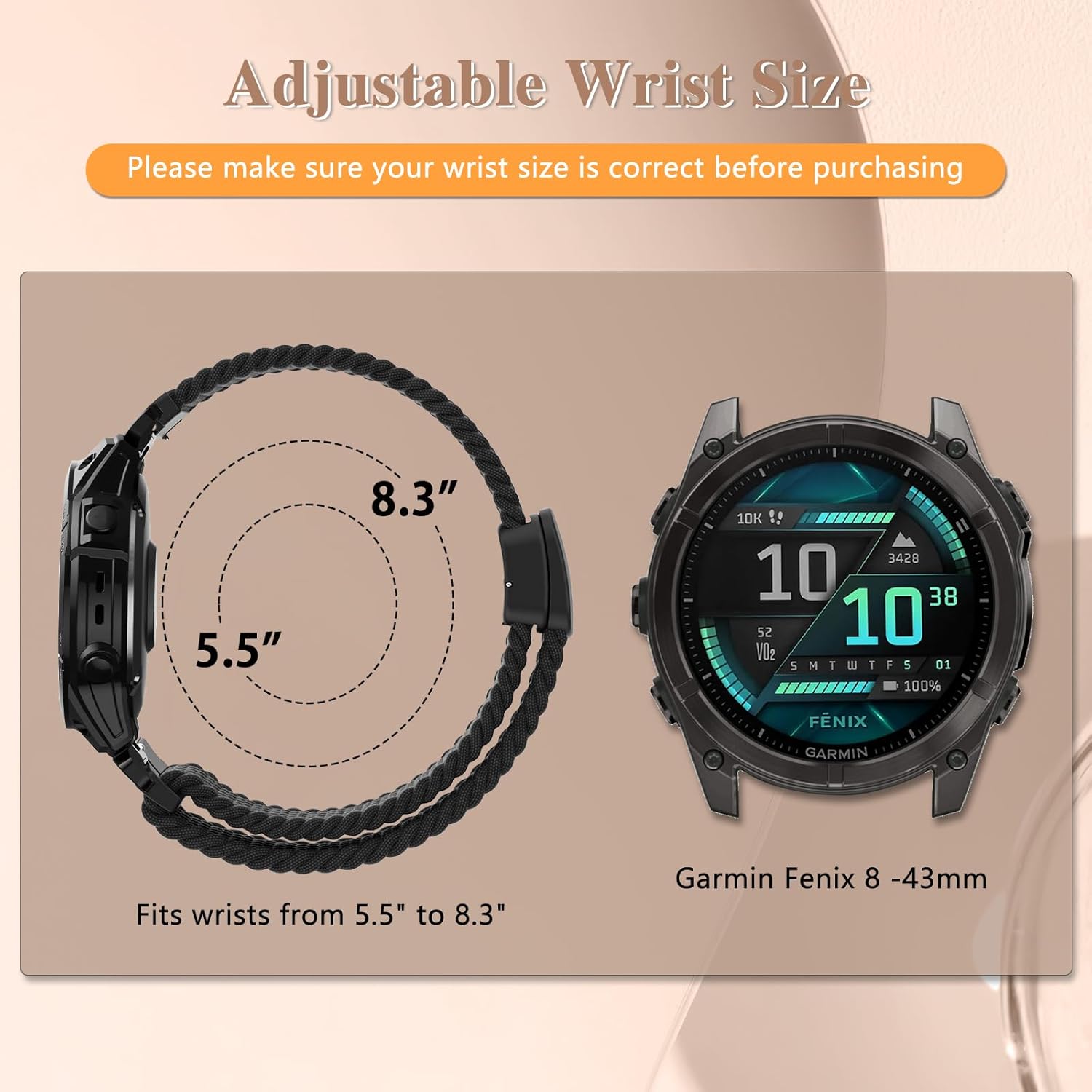 Quickfit 20mm Magnetic Braided Watch Bands Compatible with Garmin Fenix 8 AMOLED-43mm/Fenix 7S Pro/Fenix 7S/Fenix 6S Pro,Replacement Nylon Sport Strap for Descent Mk3S/Mk3i - Image 5