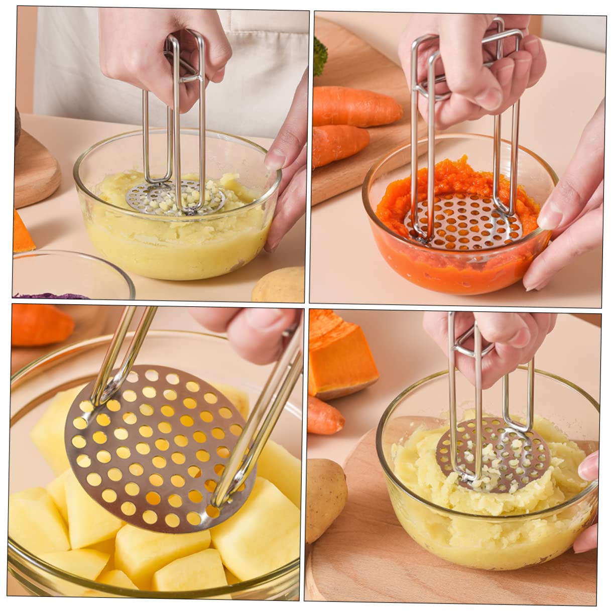 VINTORKY Home Potato Presser Easy to Use Comfortable Grip Robust Potato Masher Non Scratch for Fruits