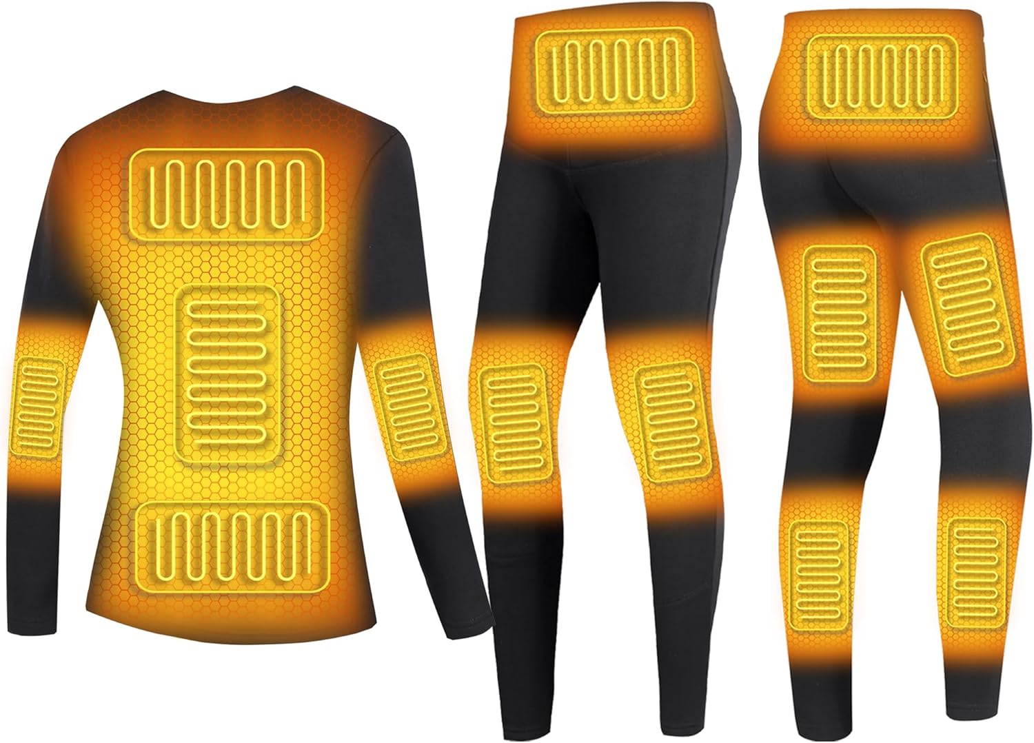 Heating Underwears for Women Fleece Liner Thermal Shirts Pants Electric Heated Long Johns Set for Hunting Skiing