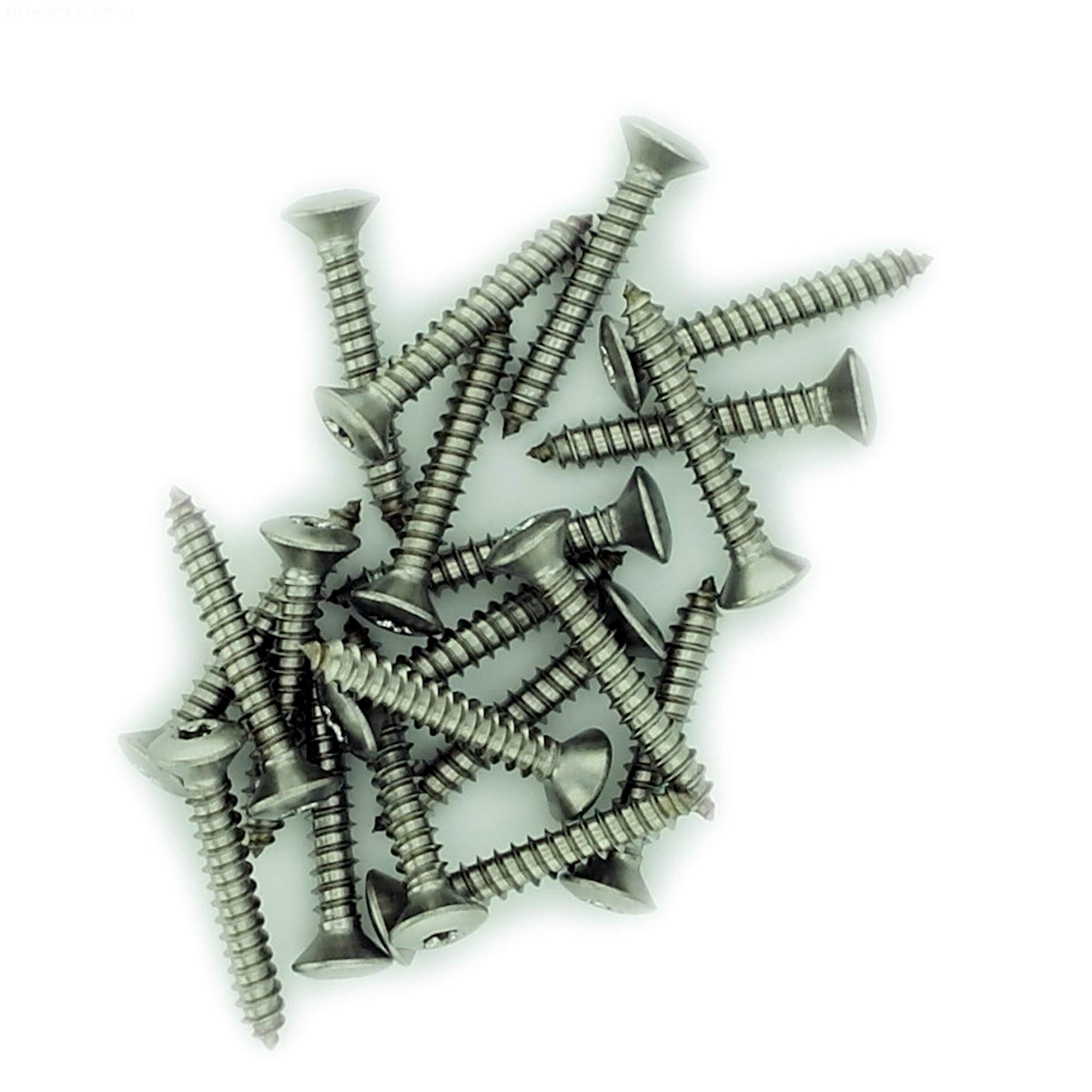 Singularity Supplies Silver No.4 X 0.625 (2.9Mm X 16Mm) Tx Raised Countersunk Self-Tapping Screw - Stainless Steel (A2) (Pack Of 20)