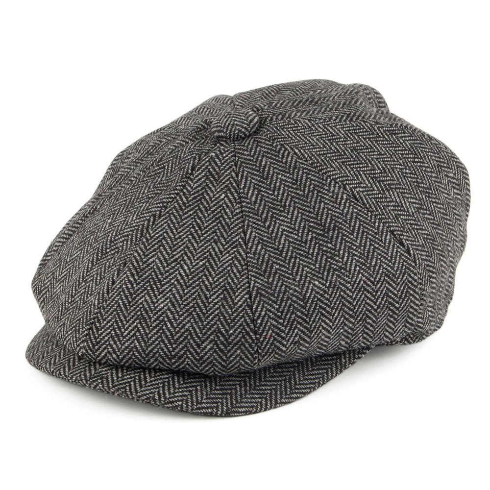 Jaxon & James Kids Herringbone Newsboy Cap - Charcoal - Kids Medium/Large