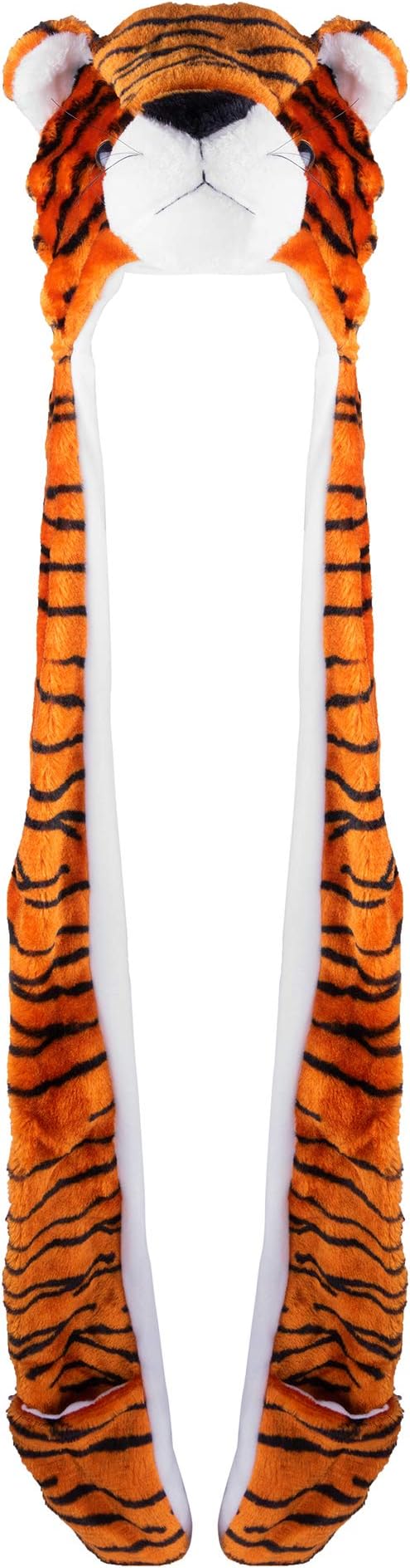 Tiger Cute Plush Animal Winter Ski Hat Beanie Aviator Style Winter (Long)