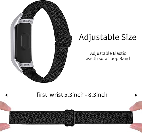 Miniatura 4 de Mi 5 - Correa de repuesto elástica de nailon con marco de metal, correa ajustable de 5.3 a 8.3 pulgadas, compatible con reloj inteligente Mi Band