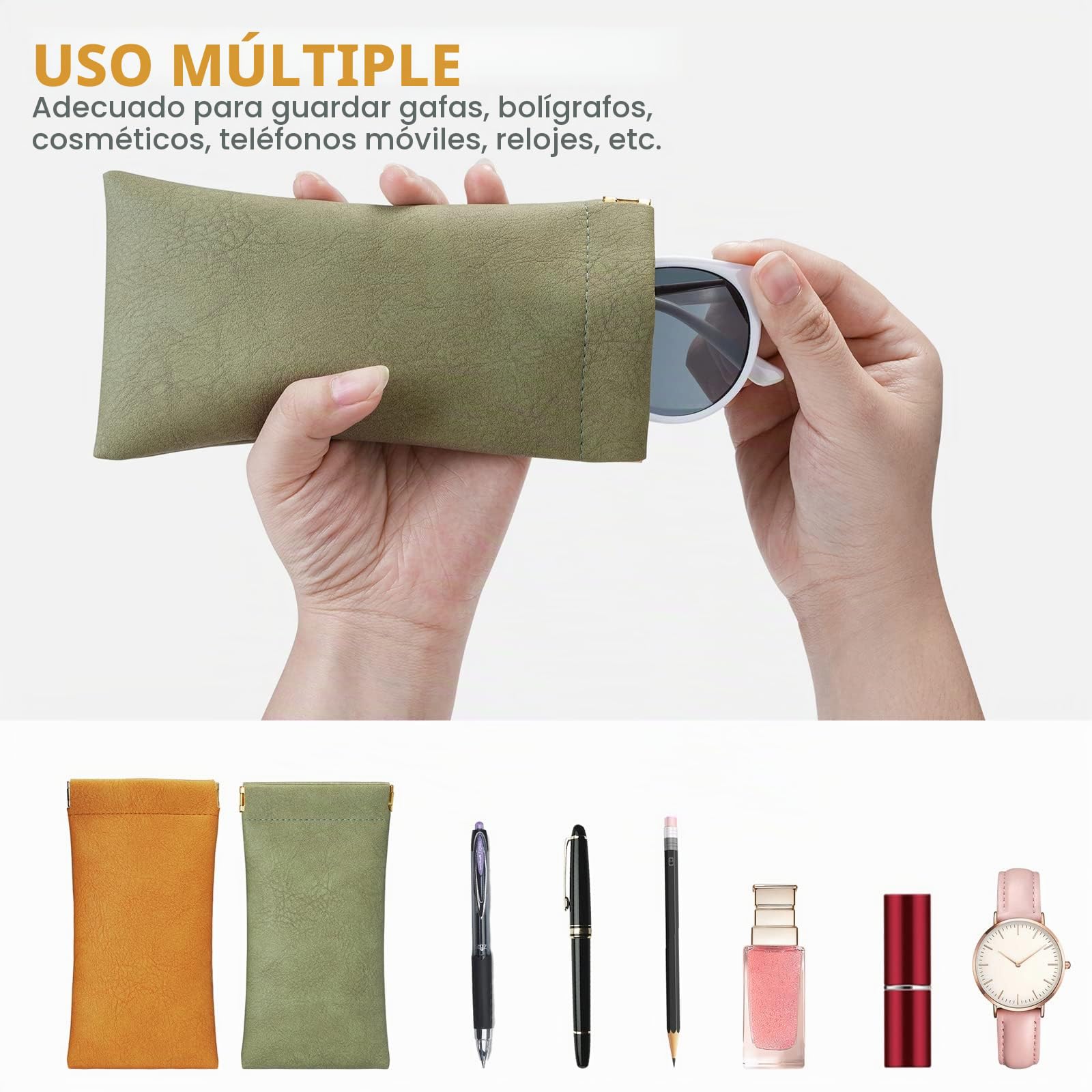 molshine 2 uds bolsa de cuero portátil para gafas de sol, estuche suave para gafas, funda para gafas para lectura, gafas de sol pequeñas