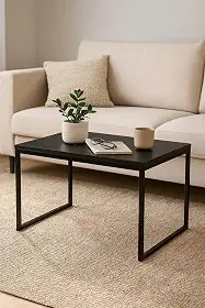 Mesa de Centro Industrial, 60x35x40 cm, Metal Preto, Estilo Moderno para Sala