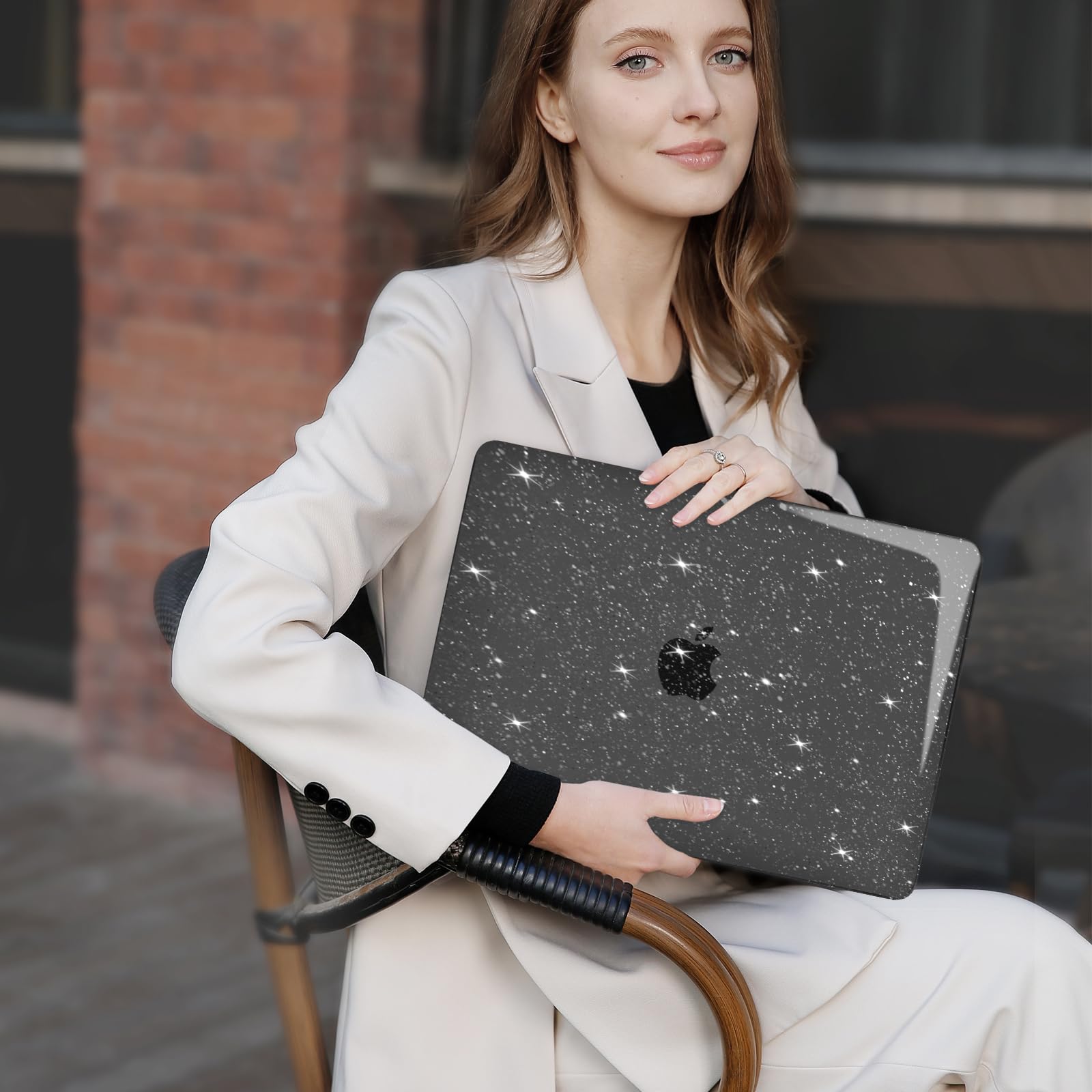 MOSISO Cover Compatibile con MacBook Air 15 Custodia M5 M4 M3 M2 2026-2023 A3448 A3241 A3114 A2941, Glitter Cover per Macbook Air 15 Pollici M5 M4 M3 M2 Case&Copritastiera&Pellicola, Nero