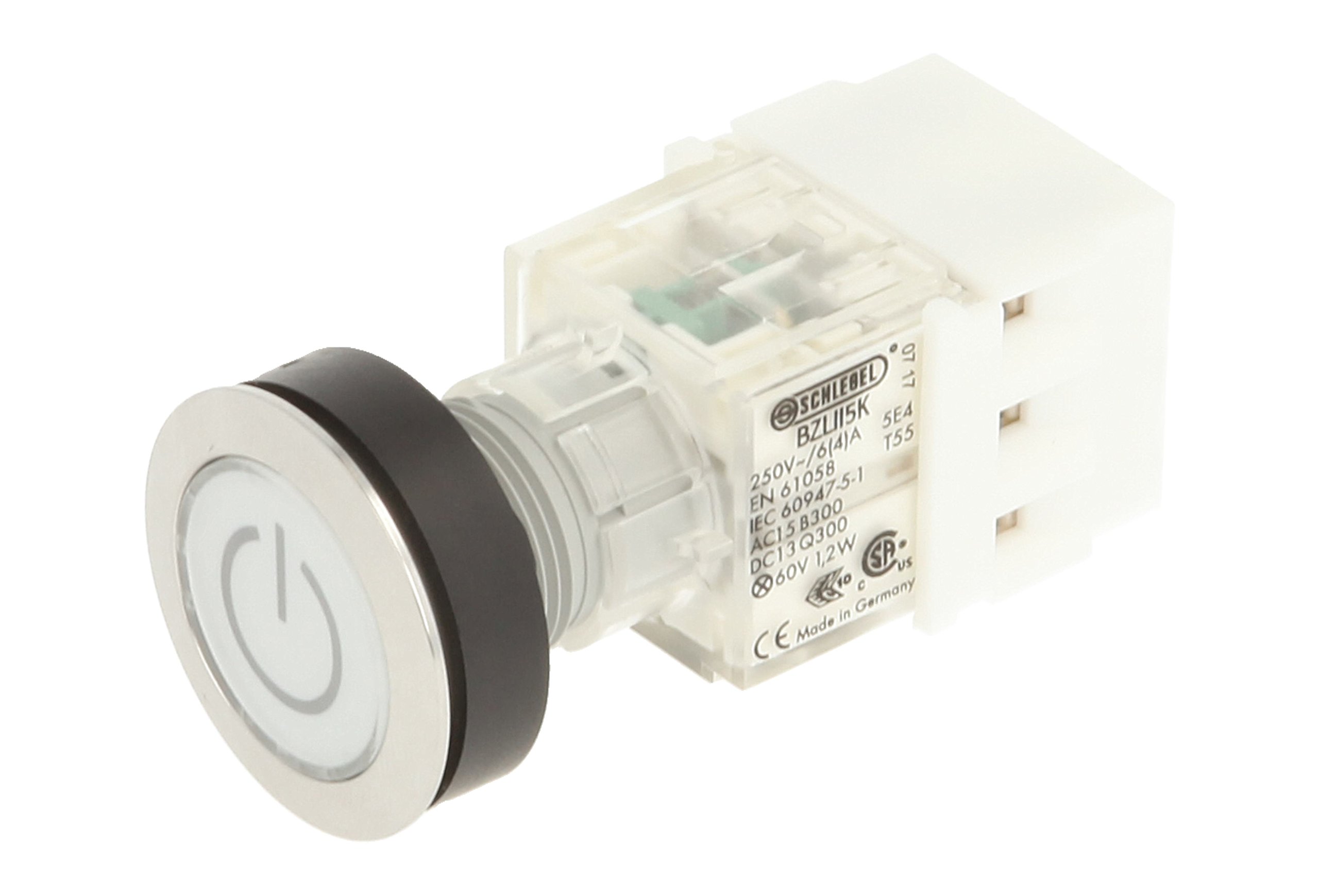 Club 23.000.767 Push Button Stainless Steel, Cap, Bezeichungs Child Symbol on/off switch, illuminated momentary contact Transmitter 2 Contacts with Screw Terminals, LED 24 V, Clear (Pack of 2)