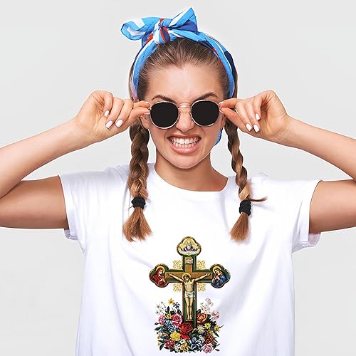 Miniatura 3 de Paquete de 4 calcomanías de vinilo de transferencia térmica de Jesús para ropa, parches de gran tamaño, calcomanías de vinilo de transferencia de