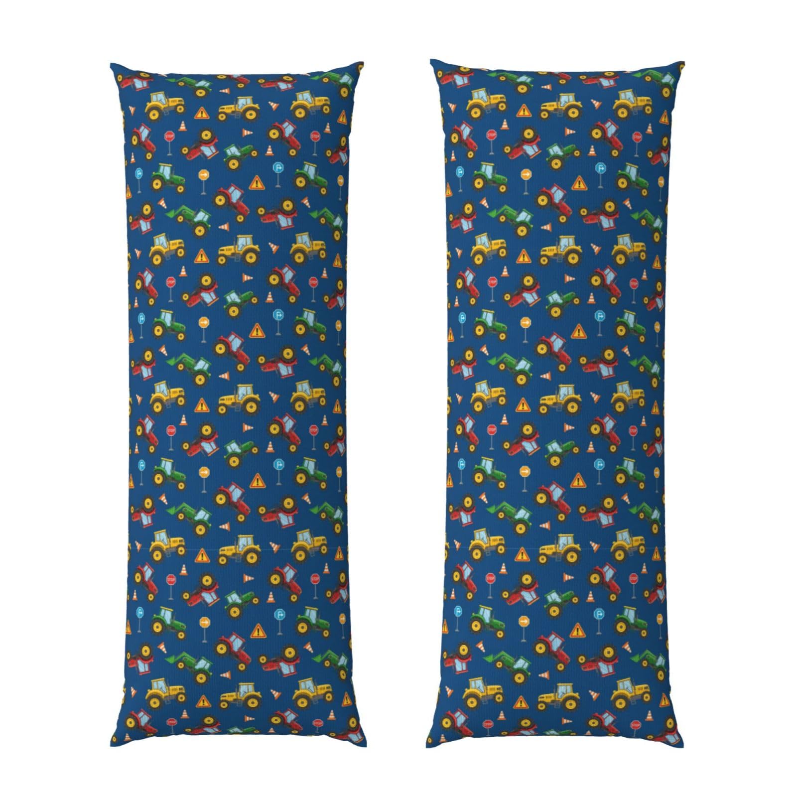 Long Pillow Cover 20x54, Farm Tractors, Cozy Microfiber Pillowcase with Zipper, Soft Breathable Protector for Bed Sofa Couch Decoration
