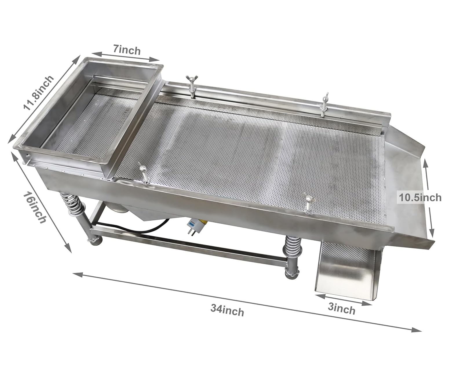 TECHTONGDA Straight Vibrating Sieve Screen Shaker Electric Linear Sifter Machine Stainless Steel One Layer One Motor 2mm Screen Size 11.8×29.5inch 110V