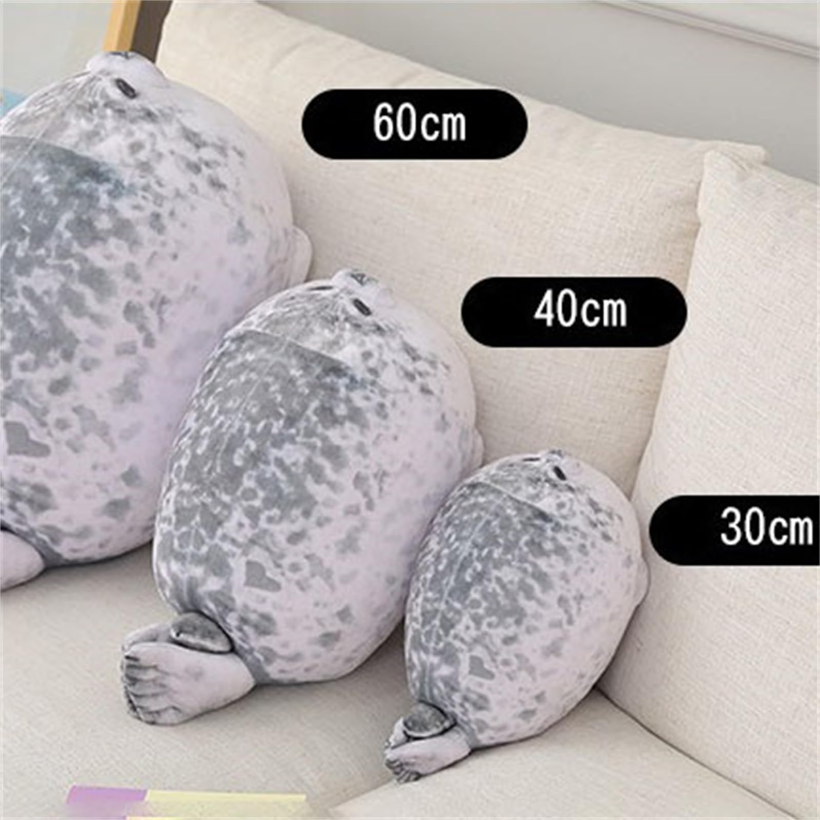 peluche, Cuscino con foca maculata paffuta, cuscino animali marini di peluche abbracci regali giocattoli for ragazzi e ragazze(60 cm)