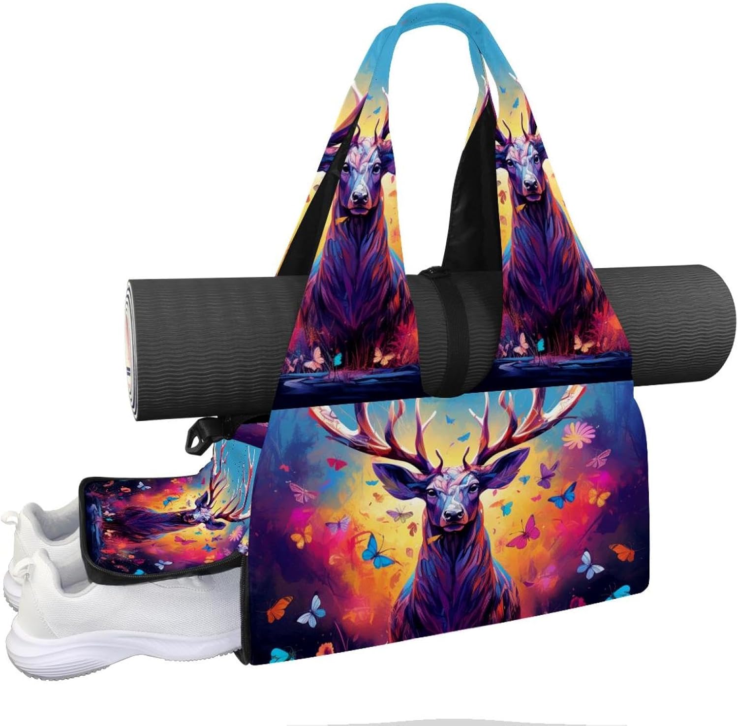 Gym Bag for Women, Otter Yoga Mat Bag with Shoe Compartment, Sport Yoga Gym Bag with Yoga Strap, Carryall Yoga Tote Bag