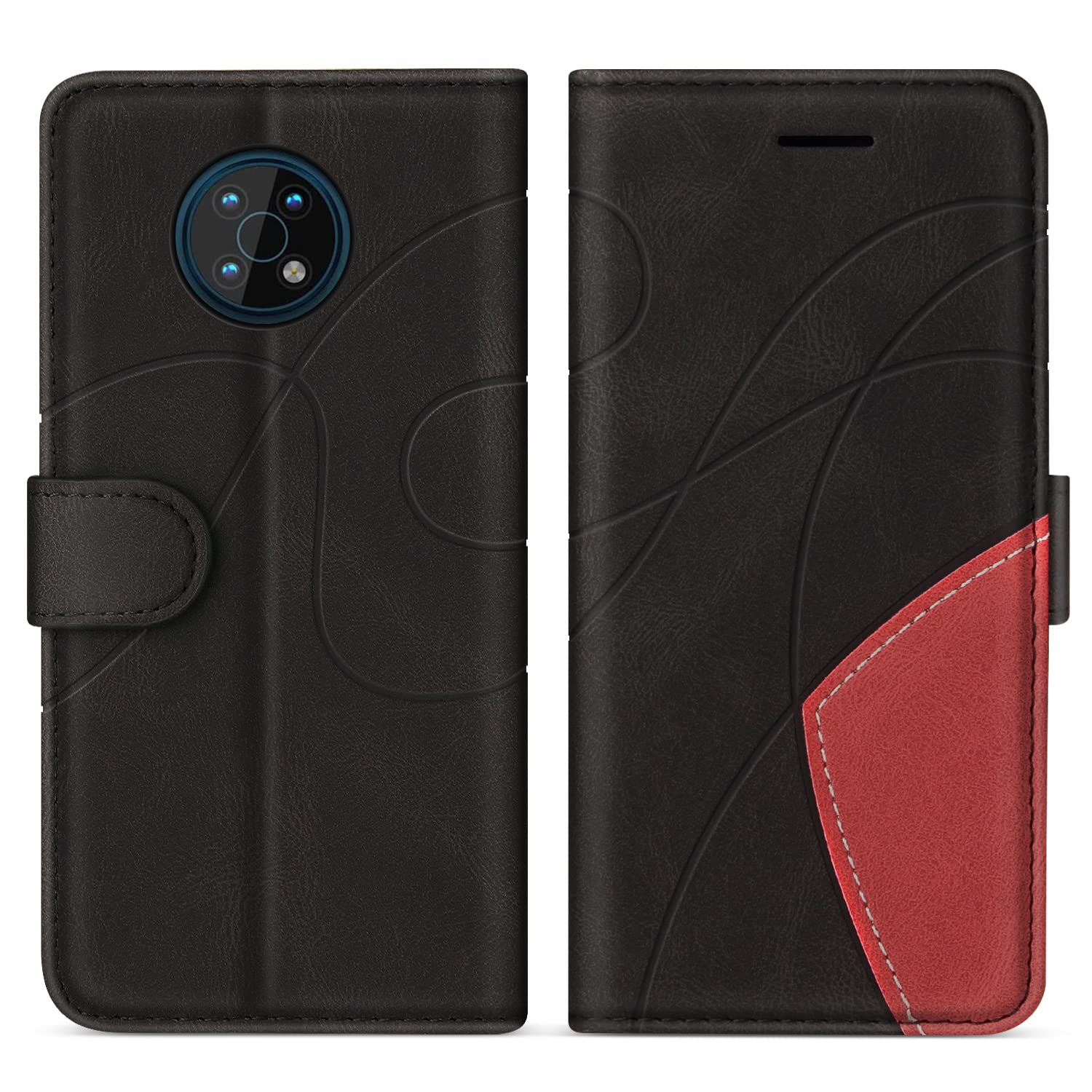 Cover Nokia 4.2 In Pelle PU Con Porta Carte | HualuBro, Custodia Portafoglio Con Chiusura Magnetica, Rossa