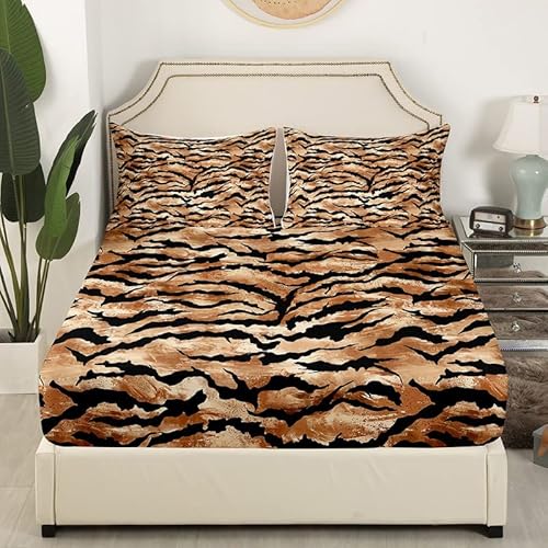 Feelyou Leopard Print Sheet Set Kids Cheetah Pattern Sheets With Deep Pocket Fitted Sheet For Boys Teens Safari Bed Sheets Set Breathable Wild Aniamls Brown Black Bedding Set Room Decor Queen Size #TOP2
