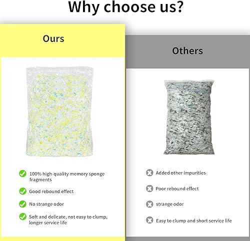 Miniatura 5 de Jecqbor Relleno de espuma viscoelástica triturada de 15 libras para puf, relleno de puf de alta densidad de espuma viscoelástica de alta densidad
