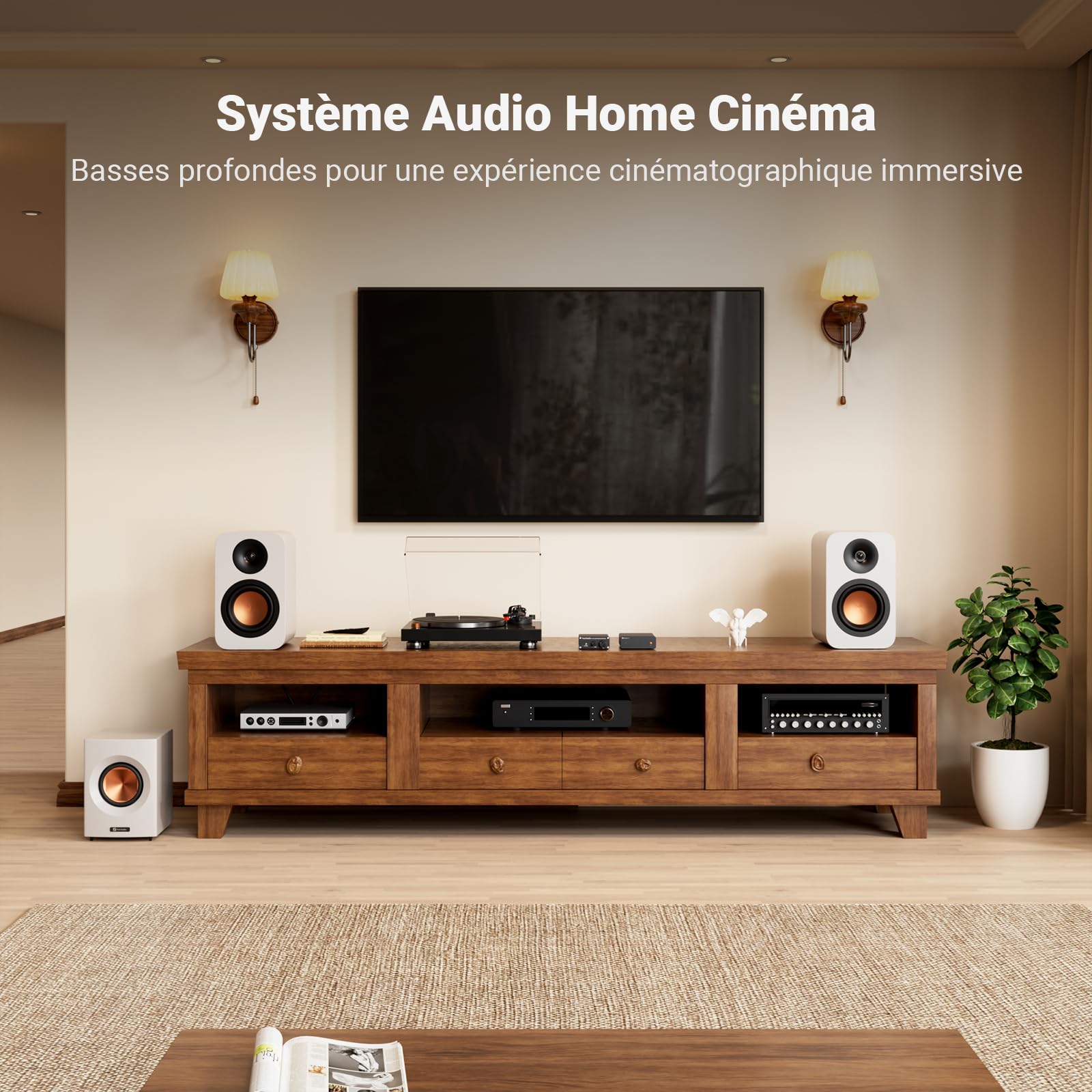 Fosi Audio TP-02 Amplificateur Subwoofer Mini Sub Bass Amplificateur Numérique de Subwoofer Intégré de Classe D TDA7498E 220Watt