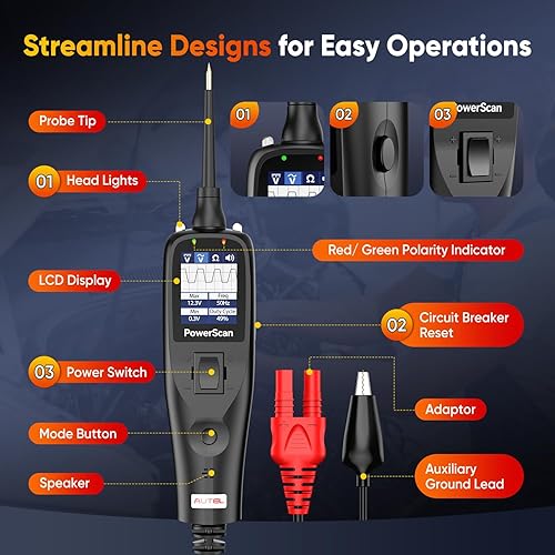 Miniatura 8 de Autel PowerScan PS100 Kit de sonda de circuito de potencia, probador avanzado de relé de circuito trazador de cables eléctricos 2025, herramienta
