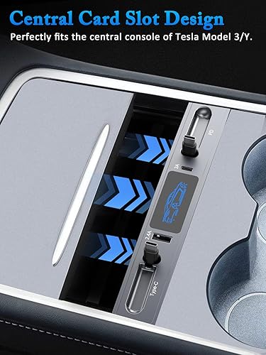 Miniatura 5 de Qidoe para Tesla USB Hub, estación de acoplamiento con cable de carga rápida retráctil PD tipo C para Tesla Modelo Y Modelo 3 2021 2022 2023 Consola