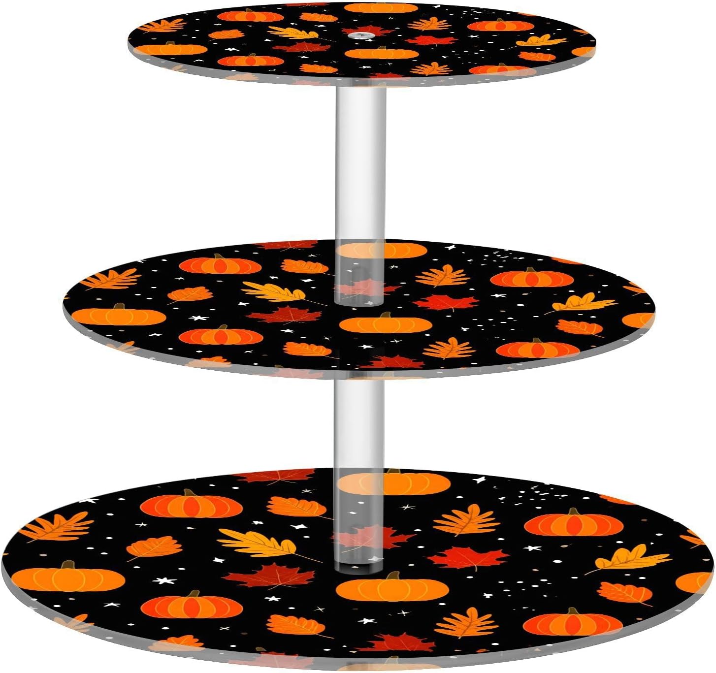 Autumn Fall Pumpkin Maple Leaves Thanksgiving 3 Tier Acrylic Cupcake Stand, Cupcake Stand for 34 Cupcakes for Weddings,Christmas,Holidays,Parties,Birthday,Printed Cupcake Tower 23301031