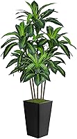Flydeer 6FT Artificial Dracaena Tree with Black Planter - Lifelike Fake Indoor Plant for Home Office Decor